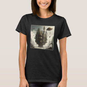 T-shirt Steampunk City Artwork Retro Scifi Gear mécanique