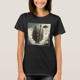 T-shirt Steampunk City Artwork Retro Scifi Gear mécanique