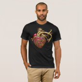T-shirt Steampunk Coeur Anatomique rubis et engrenages (Devant entier)