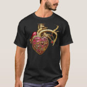 T-shirt Steampunk Coeur Anatomique rubis et engrenages (Devant)