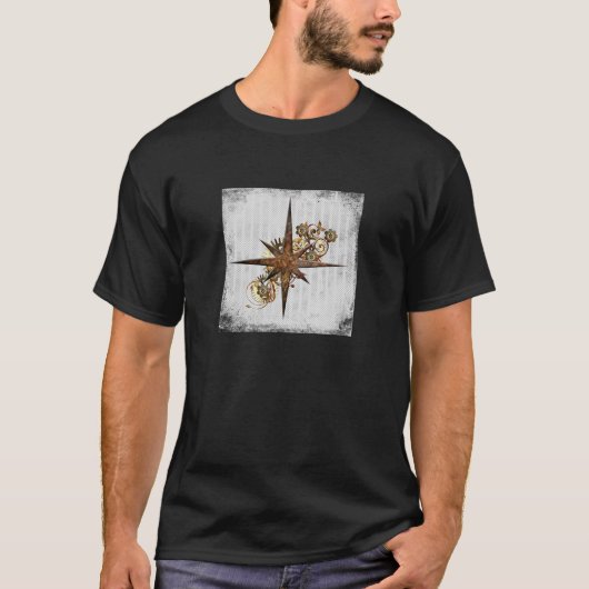 T-shirt Steampunk Compass Star Grunge (Devant)