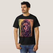 T-shirt Steampunk Couleur Gradient Lion Rustique (Devant entier)