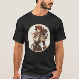 T-shirt Steampunk Cute Girl Retro Scifi Mechanical Gear Co