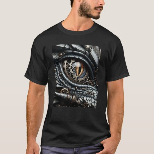 T-shirt Steampunk Dragon Eye Closeup Ai Art (Devant)