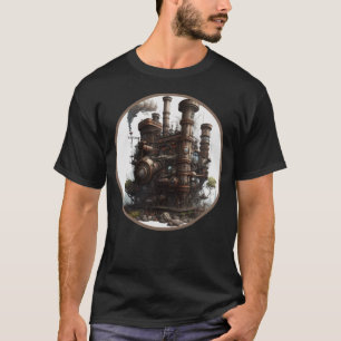 T-shirt Steampunk Dystopian City Rétro Scifi Ge mécanique