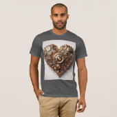 T-shirt Steampunk Élégant Clockwork Gear Coeur (Devant entier)