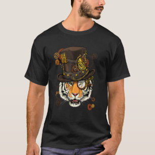 T-shirt Steampunk Gothique Tiger Visage Wild Zoo Animal Ti