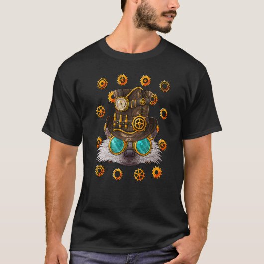 T-shirt Steampunk Hérisson médiéval victorien Poobe à vape (Devant)