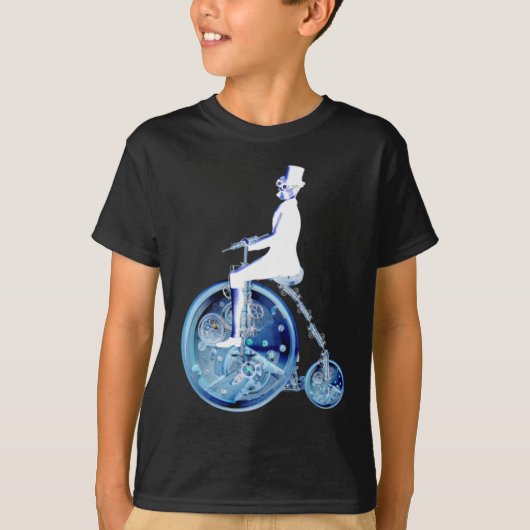 T-shirt Steampunk homme sur penny farine bleu blanc néon (Devant)
