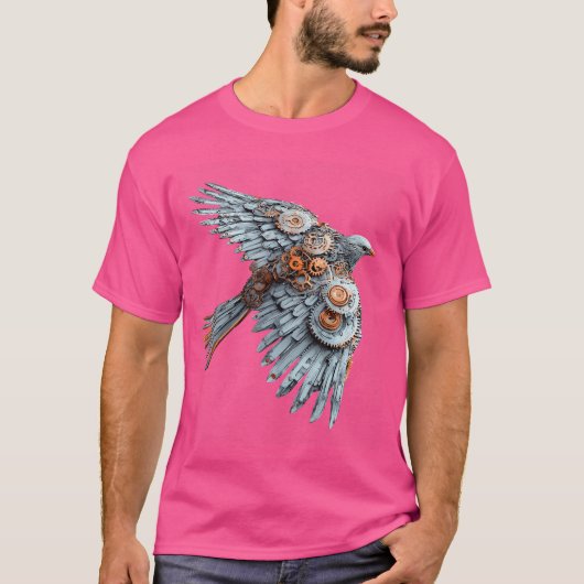 T-shirt Steampunk Illustration mécanique des oiseaux Impri (Devant)