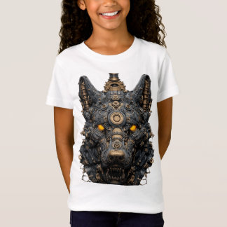 T-Shirt Steampunk Mechanical Wolf Head - Cyberpunk Robot A