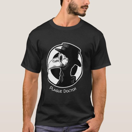 T-shirt Steampunk Plague Doctor Bird Mask B/W (Devant)
