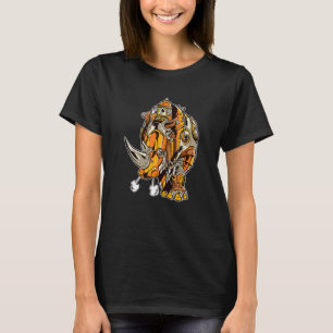 T-shirt Steampunk Rhino Machine Cogwheel Rhinoceros gothiq