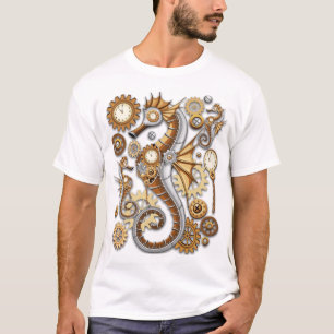 T-shirt Steampunk Seahorse Vintage Surreal Art