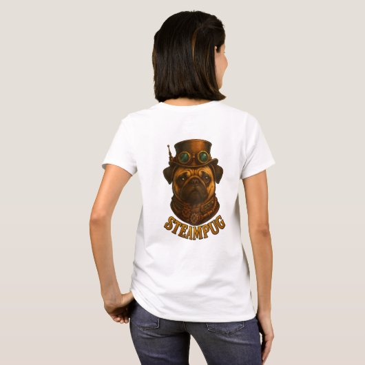 T-shirt Steampunk SteamPug T Shirt - unique Steampunk dog! (Dos entier)