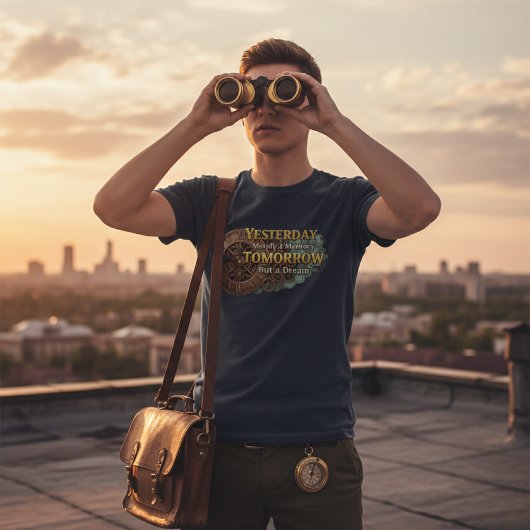 T-shirt Steampunk Time Machine - Yesterday & Tomorrow Navy