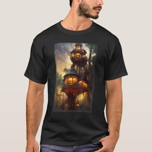T-shirt Steampunk Treehouse In A Forest (Devant)