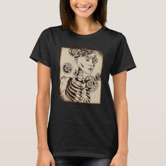 T-shirt Steampunk vintage skeleton scary face