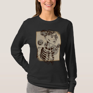 T-shirt Steampunk vintage skeleton scary face