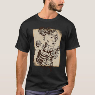 T-shirt Steampunk vintage skeleton scary face