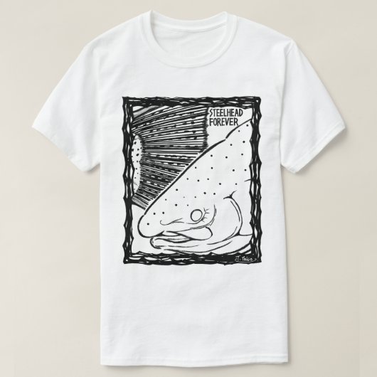 T-shirt STEELHEAD FOREVER! mono(Fish Forever series 010) (Design devant)