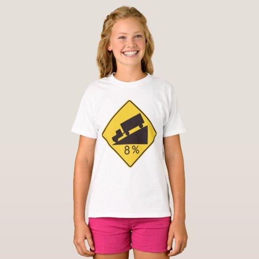 T-shirt Steep Grade Traffic Sign Trucking Hauling Caution (Devant entier)