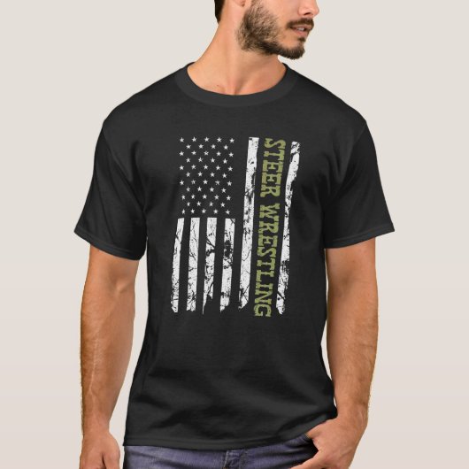 T-shirt Steer Lutte contre le drapeau patriotique américai (Devant)