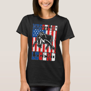 T-shirt Steer Wrestling Legend American Flag Rodeo Bulldog