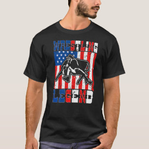 T-shirt Steer Wrestling Legend American Flag Rodeo Bulldog