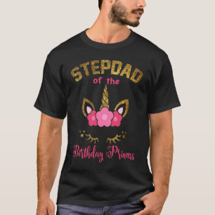 T-shirt Stepdad De L'Anniversaire Princess Floral Unicorn