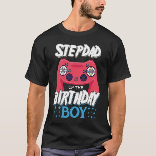 T-shirt Stepdad of the Birthday Boy Matching Video Gamer B (Devant)