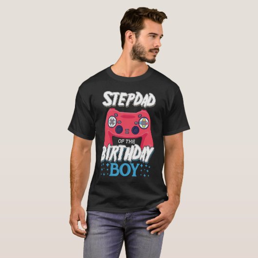 T-shirt Stepdad of the Birthday Boy Matching Video Gamer B (Devant entier)