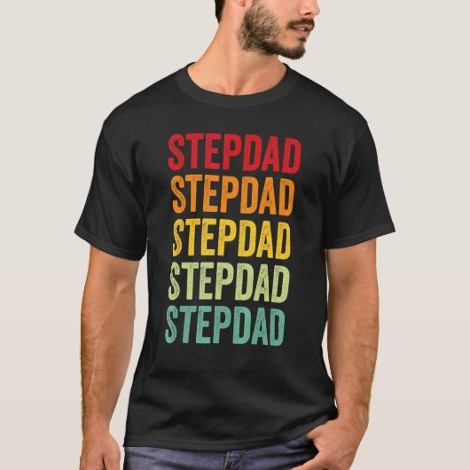 T-shirt Stepdad Rainbow Text Stepdad Colorful (Devant)