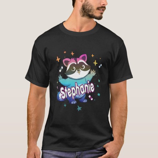 T-shirt Stephanie Adorable Name With A Raccoon (Devant)