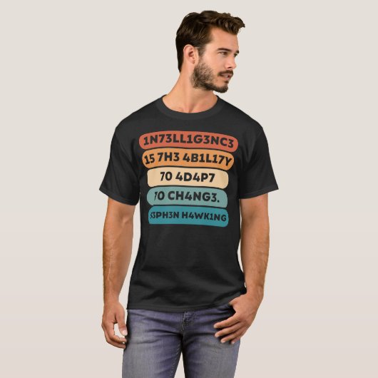 T-shirt Stephen Hawking Citation Écrite Dans Leet (Devant entier)