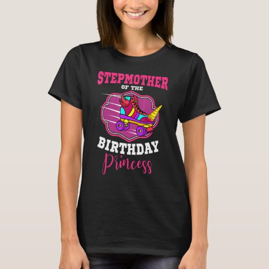 T-shirt Stepmère De L'Anniversaire Princess Roller Skates (Devant)