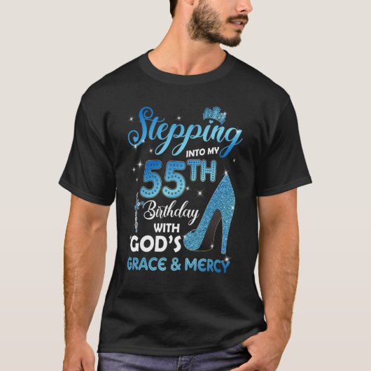 T-shirt Stepping Into My 55th Birthday with God's Grace &  (Devant)