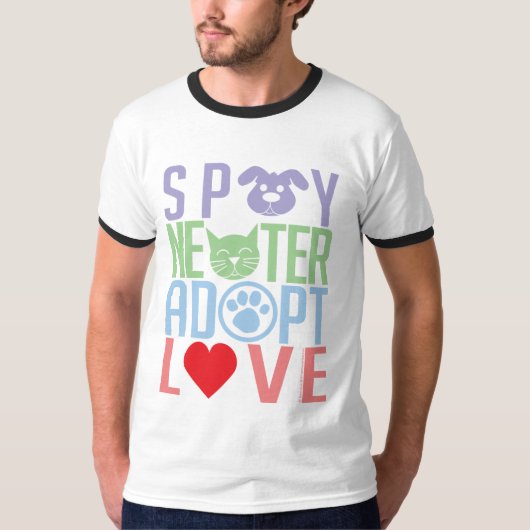 T-shirt Stérilisez le neutre adoptent l'amour 2 (Devant)