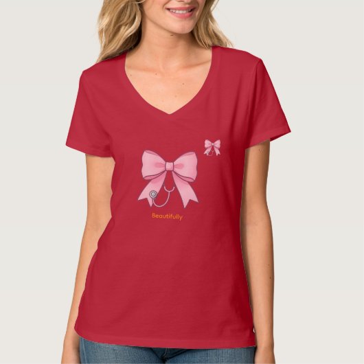 T-shirt Stéthoscope à ruban rose (Devant)
