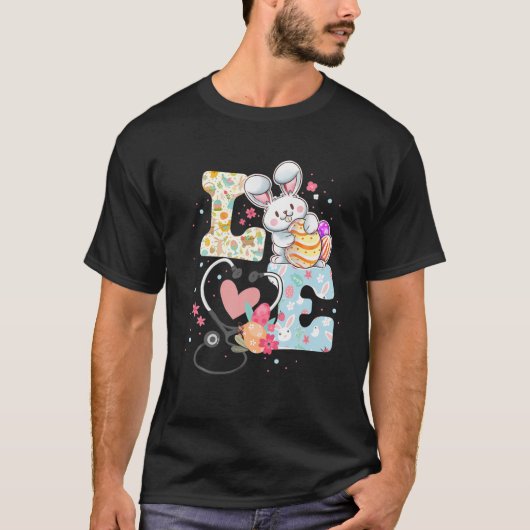 T-shirt Stethoscope Aimer Pâques Infirmière Vie Oeuf Lapin (Devant)