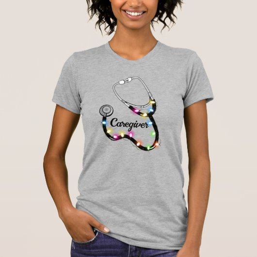 T-shirt Stethoscope Avec Lumières De Noël Joyeux Noël Infi (Devant)
