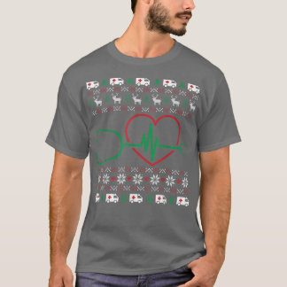 T-shirt Stéthoscope cardiaque Noël Ugly XMas Pj infirmière