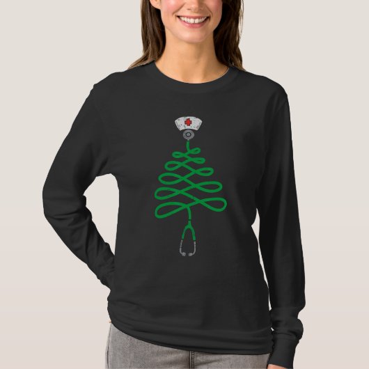 T-shirt Stethoscope Christmas Tree Nurse Christmas Pajamas (Devant)