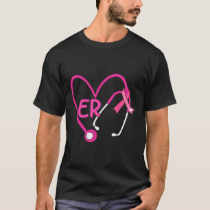 T-shirt Stéthoscope Coeur Ruban rose Cancer du sein Er Nur