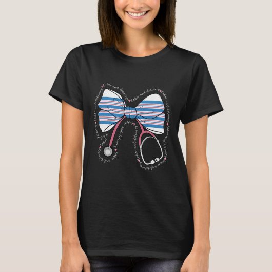 T-shirt Stethoscope Coquette Bow Ba1 (Devant)