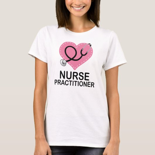 T-shirt Stéthoscope de coeur de praticienne d'infirmière (Devant)