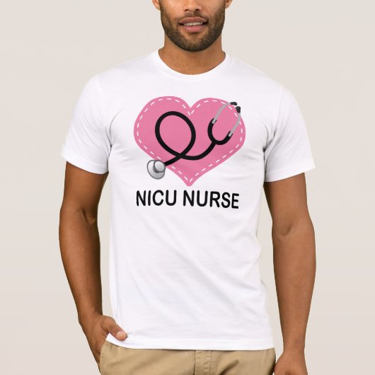 T-shirt Stéthoscope de coeur d'infirmière de Nicu (Devant)