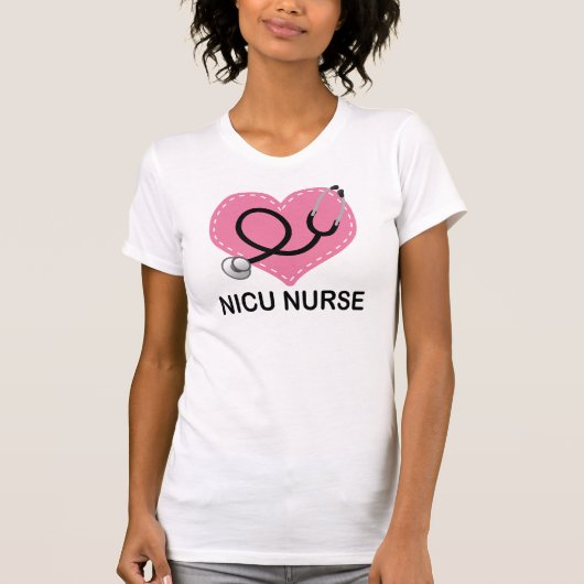 T-shirt Stéthoscope de coeur d'infirmière de Nicu (Devant)