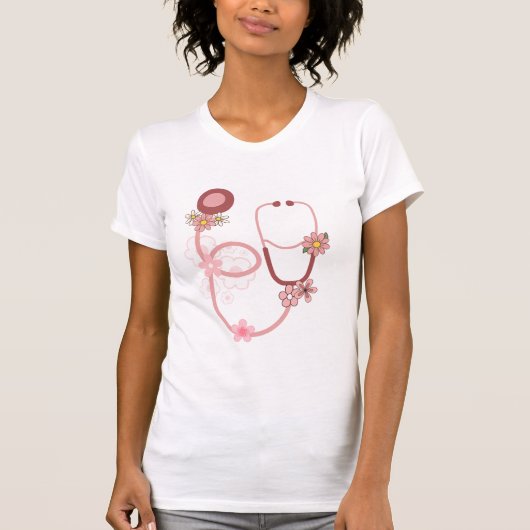 T-shirt Stéthoscope des infirmières florales (Devant)