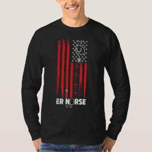 T-shirt Stethoscope Er Nurse American Flag Heartbeat Patri